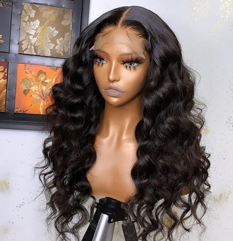 180% Density Full 4x4 Transparent Lace Front Loose Wave Human Hair Wig