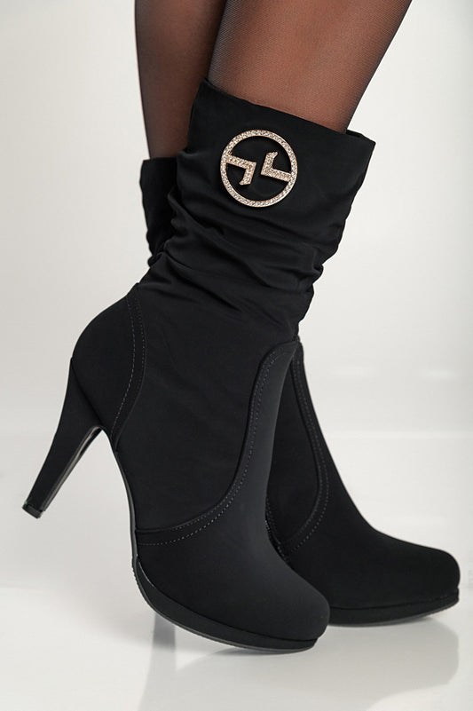 High-heeled ankle boots, Z073, Black