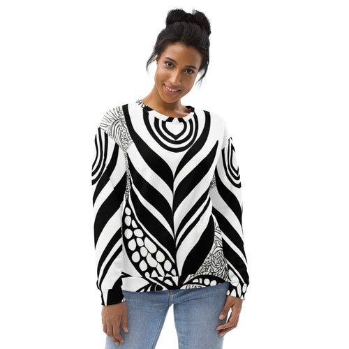 Graphic Sweatshirt for Women Black Floral Lines 2